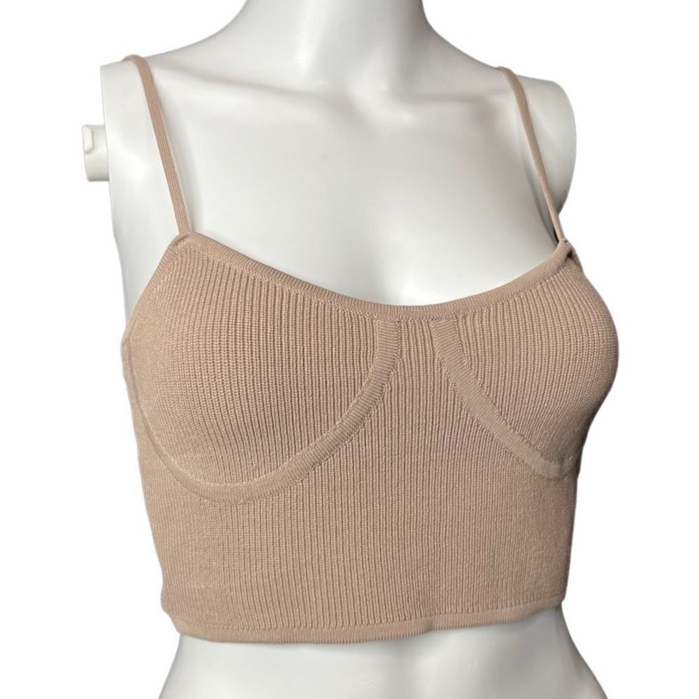 Signature8 Ribbed Bustier Crop Top Brown Size Small